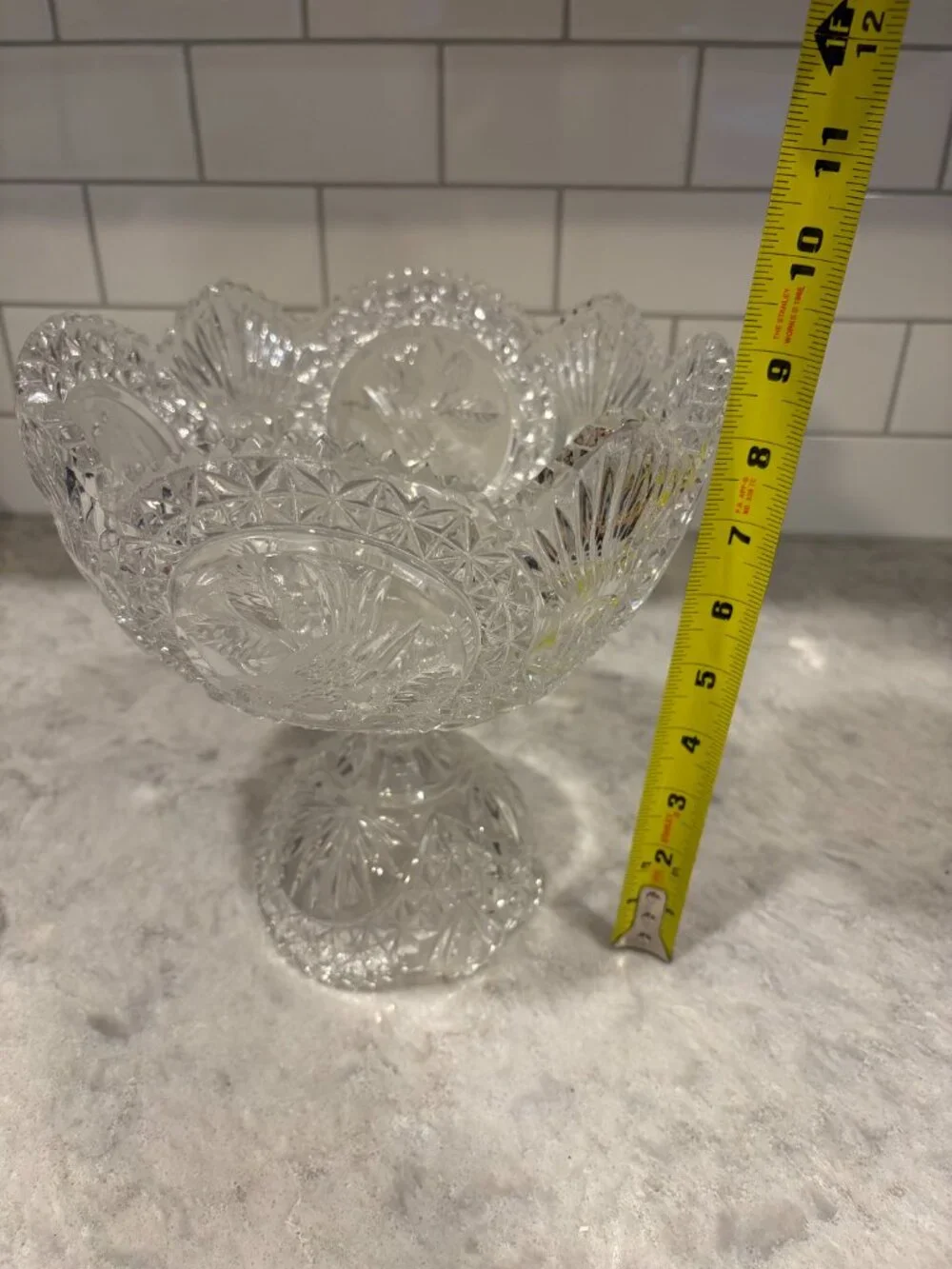 HOFBAUER Byrdes German Crystal Compote Bowl Etched Birds